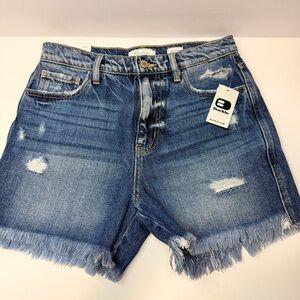 Signature Blue Frayed Jean Shorts